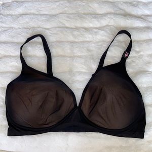 VICTORIA'S SECRET VS No Wires Bra Wire Free Convertible Straps Black Mesh 36DD E